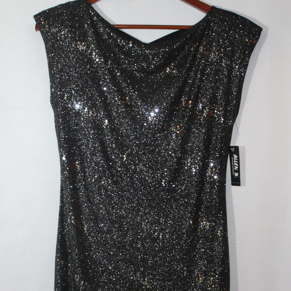 Gray Metallic Sequin Midi Dress